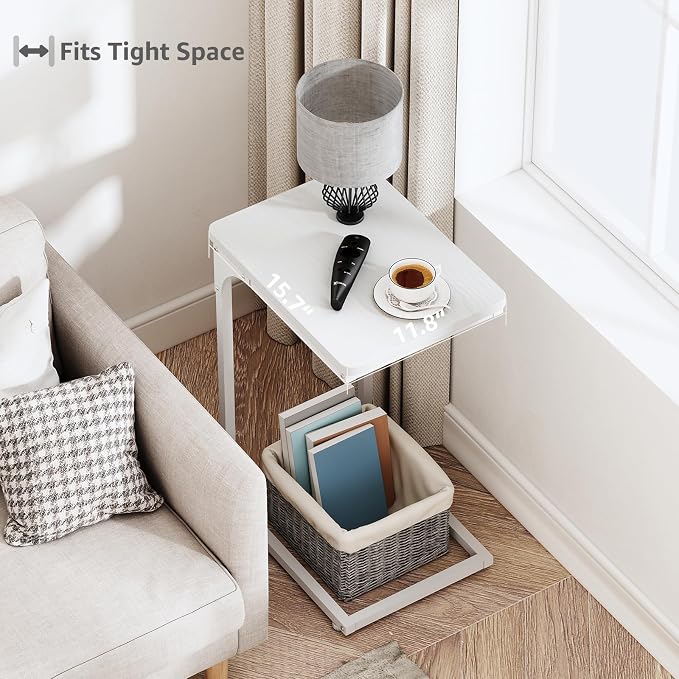 QEEIG C Table Side Table Set of 2 Living Room Sets C Shaped Couch Tray End - Image 4
