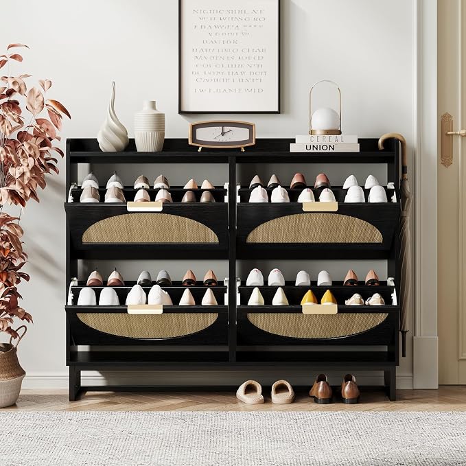 Maupvit Large Rattan Shoe Storage Cabinet - Image 3
