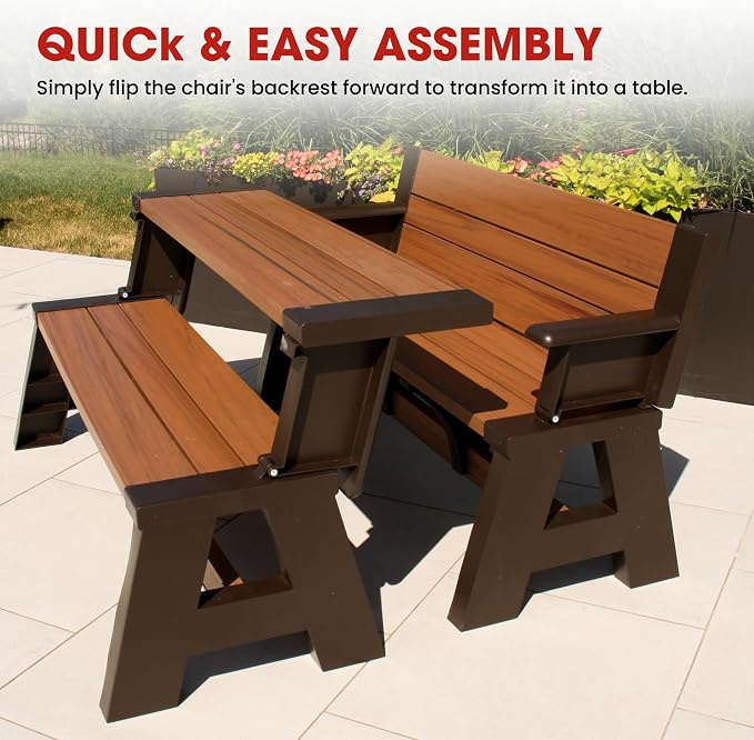Convert-a-Bench Gen 1 2-in-1 Outdoor Convertible Bench to Picnic Table | - Image 4