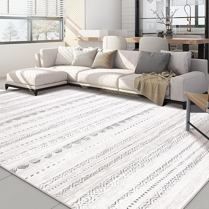 Nakagishi 5x8 Area Rug Living Room: Washable Boho Large Neutral Soft Farmhouse by NakagishiAreaRug
