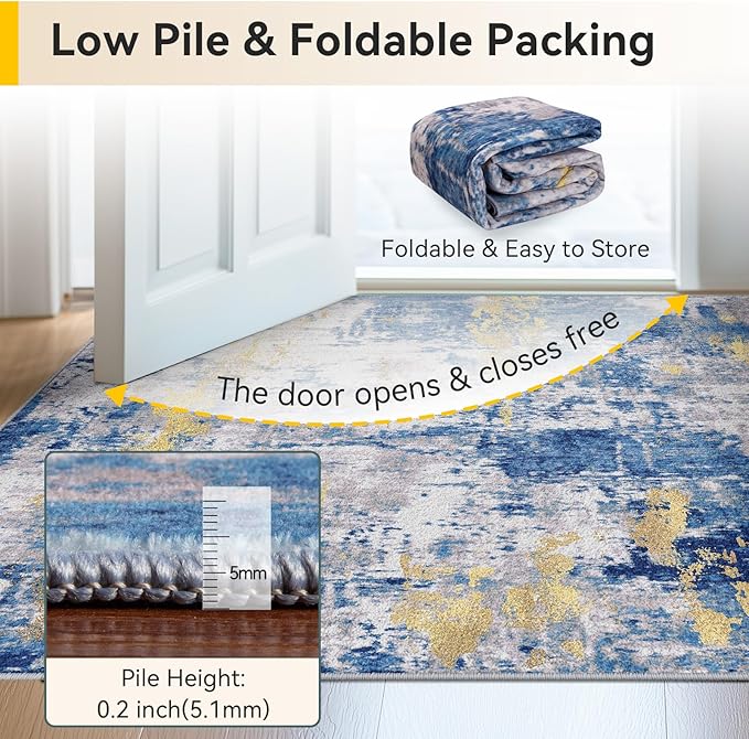 Washable Area Rugs7'x9' Non-Slip Modern Abstract Soft - Image 6