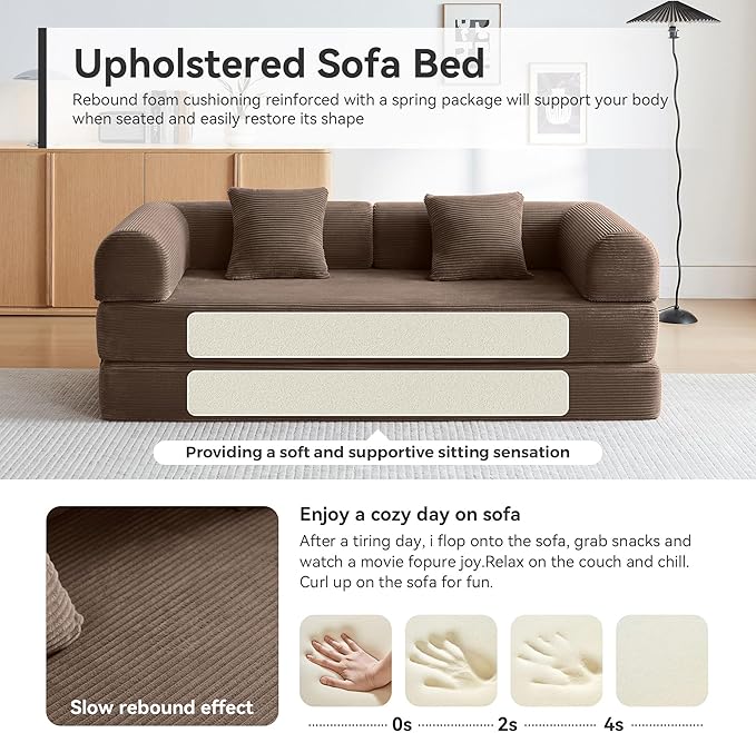 Convertible Modular Sleeper Sofa Bed, Mid Century Modern Decor Love Seat Memory - Image 5