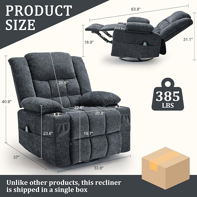Korser 360° Swivel Rocker Recliner - Image 2