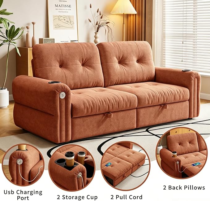 Convertible Couches, Queen Size Pull Out Sofa Bed - Image 4