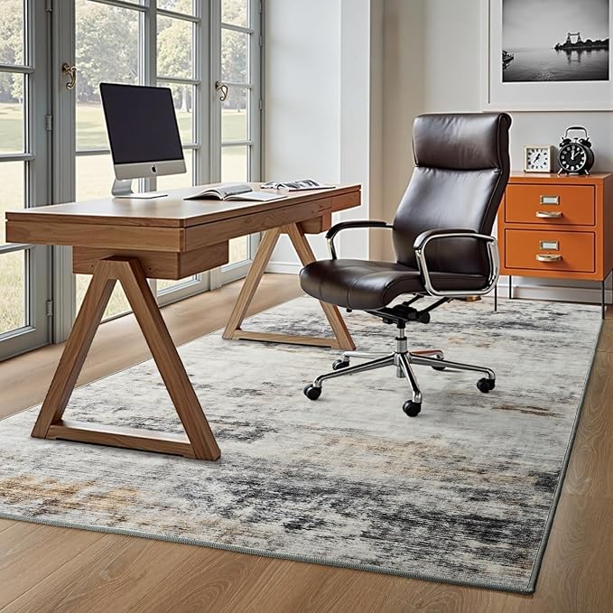Toneed Abstract Area Rug Modern Washable Rug Soft Non Slip Rug Low Pile - Image 5