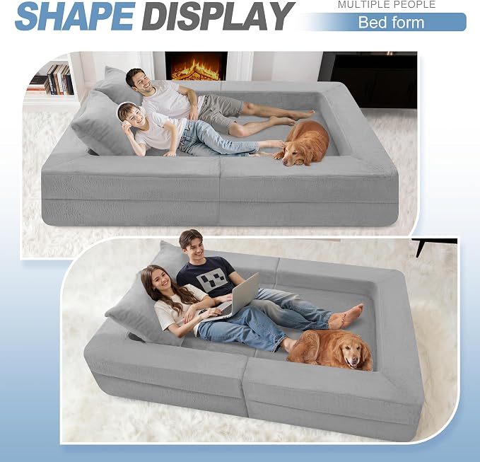 Futon Sofa Bed with Pillow, 3-in-1 Sleeper Sofa Bed with Removable Cover - Image 5
