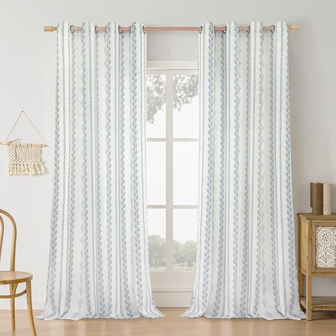 BGment Navy Blue Vintage Floral French Country Curtains 96 Inch Length - Image 9