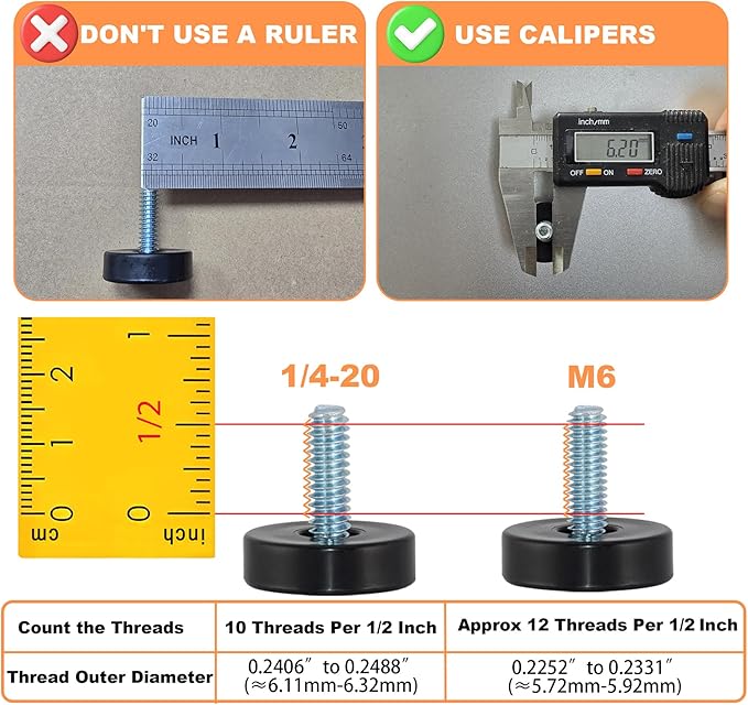 24 Pack M6 Thread Adjustable Furniture Levelers - Image 3