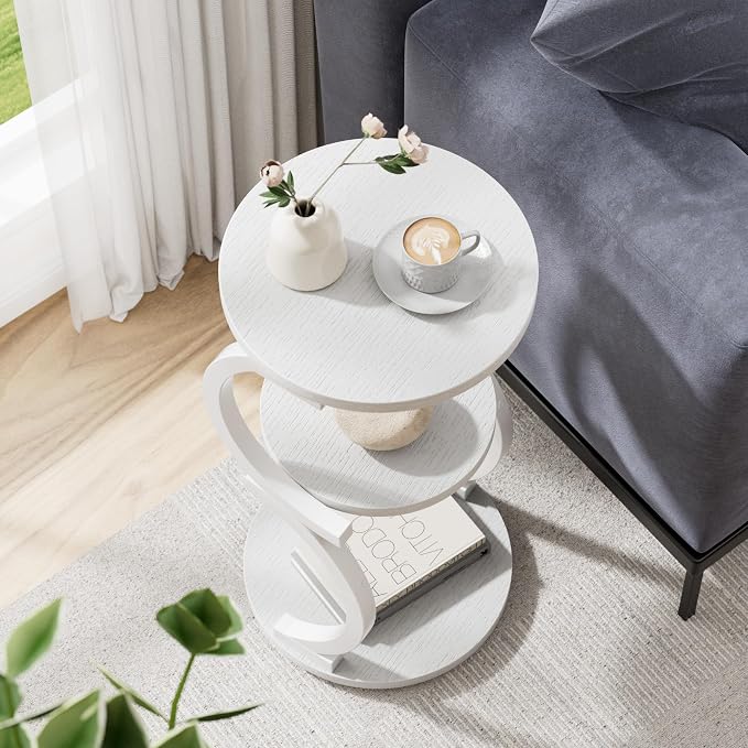 JUSTOGO Small Round Side Table, 3-Tier End Table - Image 7