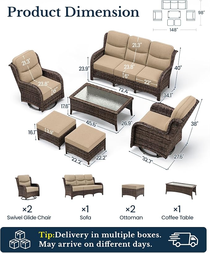 HILLGA Luxury High Back Patio Furniture Set - Image 2