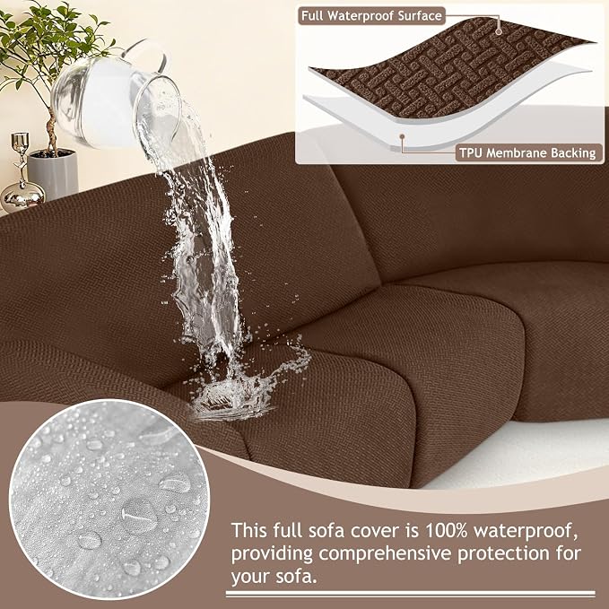 ALIECOM 100% Waterproof Recliner Sectional Couch Covers L Shape Stretch Corner - Image 4