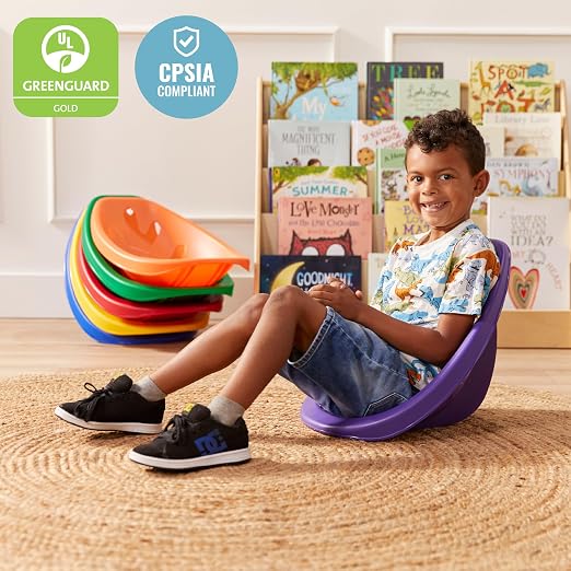 ECR4Kids Plastic Leaf Scoop Floor Rocker Seat, Classroom Furniture - Image 6