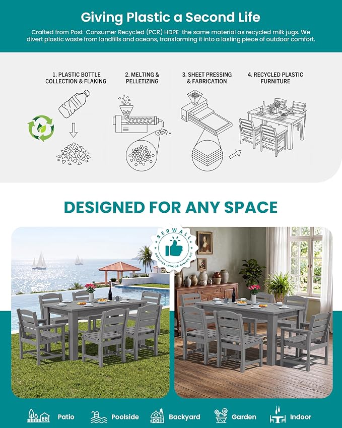 SERWALL HDPE Dining Set for 10 – 2 Tables, 8 Armless + 2 Armchairs. Includes 10 - Image 7