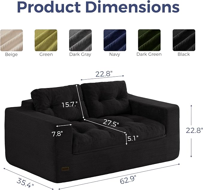 MAXYOYO 63" Loveseat Sofa Couch - Image 2