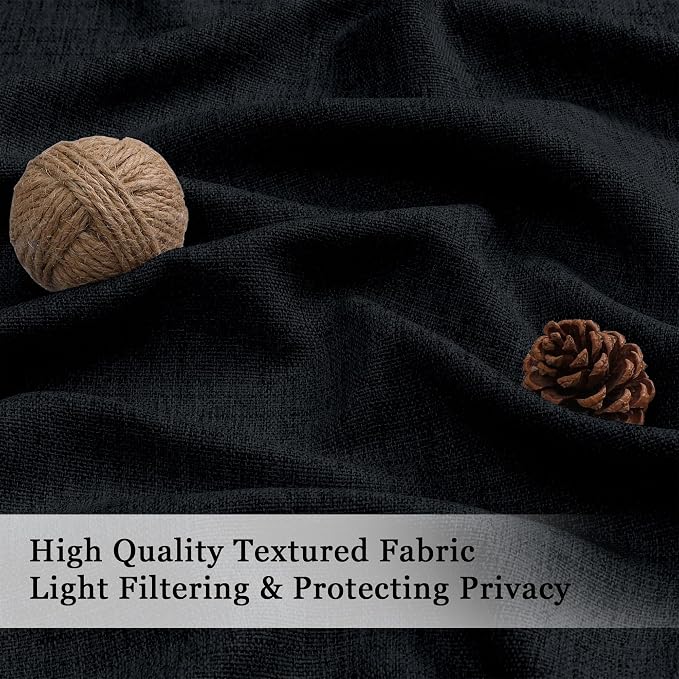 OWENIE Black Valances for Windows 1 Pcs, Light Filtering Textured Farmhouse - Image 3