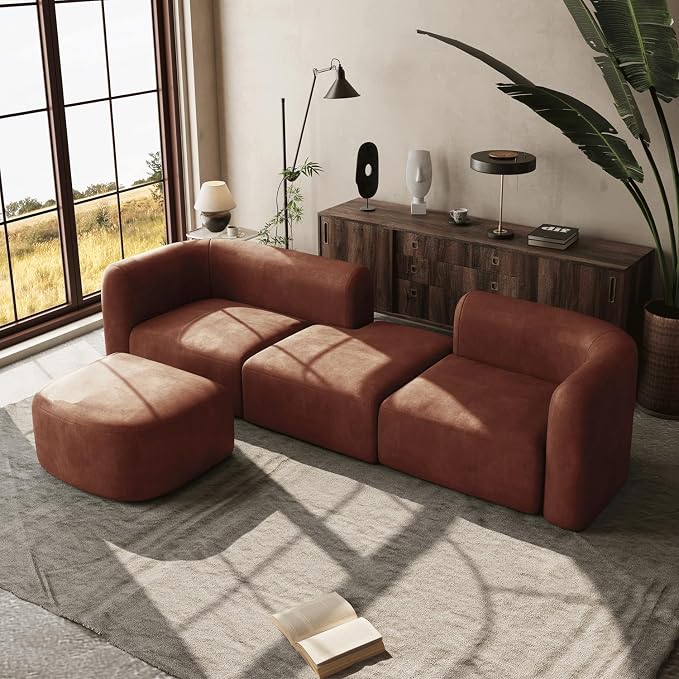 Acanva Luxury Modern Tight Curved Back Velvet Sofa, Minimalist Style Comfy Couch - Image 4