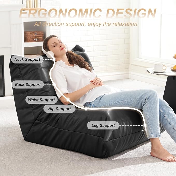 Hobestluk Giant Bean Bag Chair Lazy Floor Sofa, Memory Foam Fireside Sofa - Image 4
