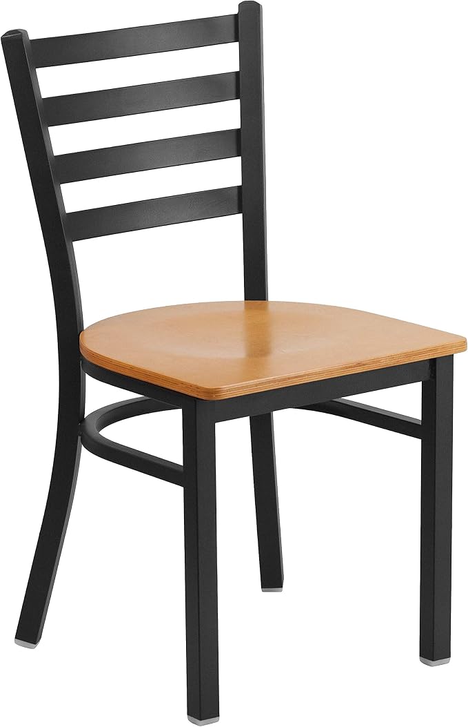 Flash Furniture HERCULES Series Black Ladder Back Metal Restaurant Chair by FlashFurniture