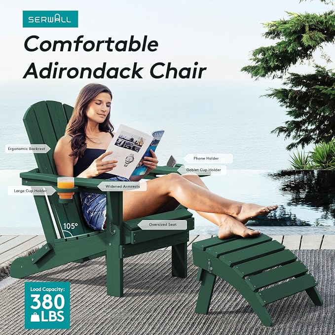 SERWALL Adirondack Chair with Cup Holders - Image 6