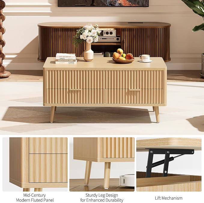 Lift Top Coffee Table with Storage - Image 4