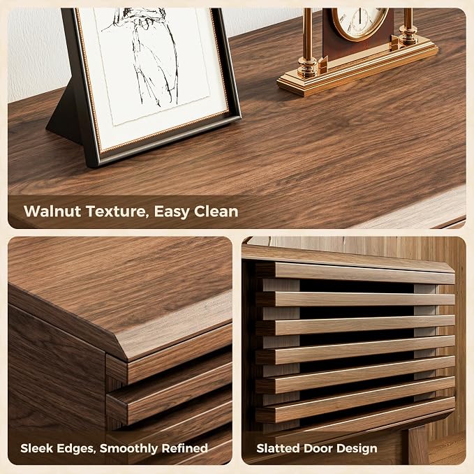 AODK 59" TV Stand for 55"/60"/65" TVs, Mid-Century Modern Fluted Entertainment - Image 5