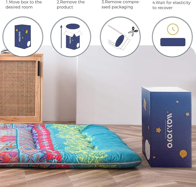 MAXYOYO Bohemian Retro Mattress Boho Floral Japanese Futon Mattress Tatami - Image 6