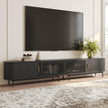POVISON Fully-Assembled Sliding Tambour Door TV Stand, Mid Century Modern TV by POVISON