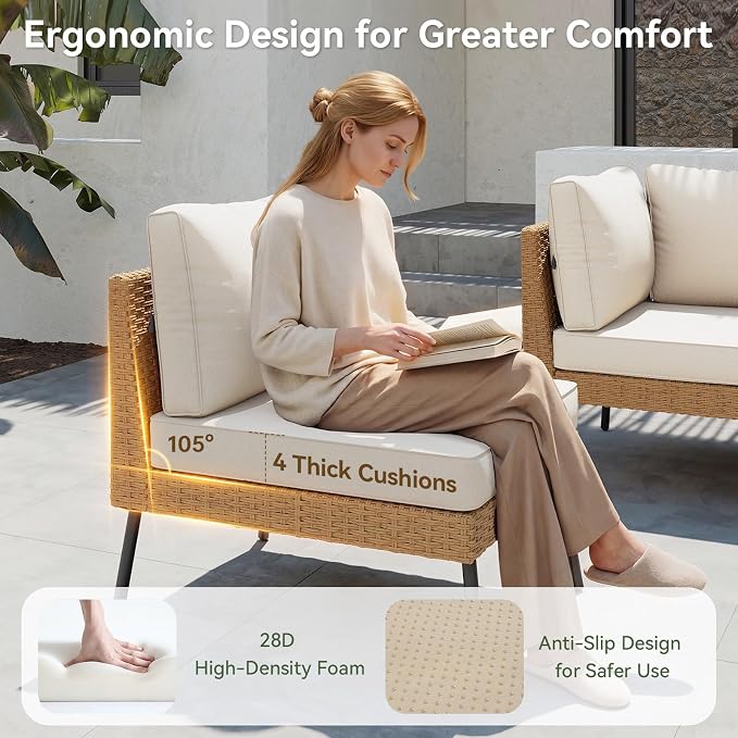 Aoxun Patio Furniture Set, 7 Piece Outdoor Sectional Sofas - Image 3