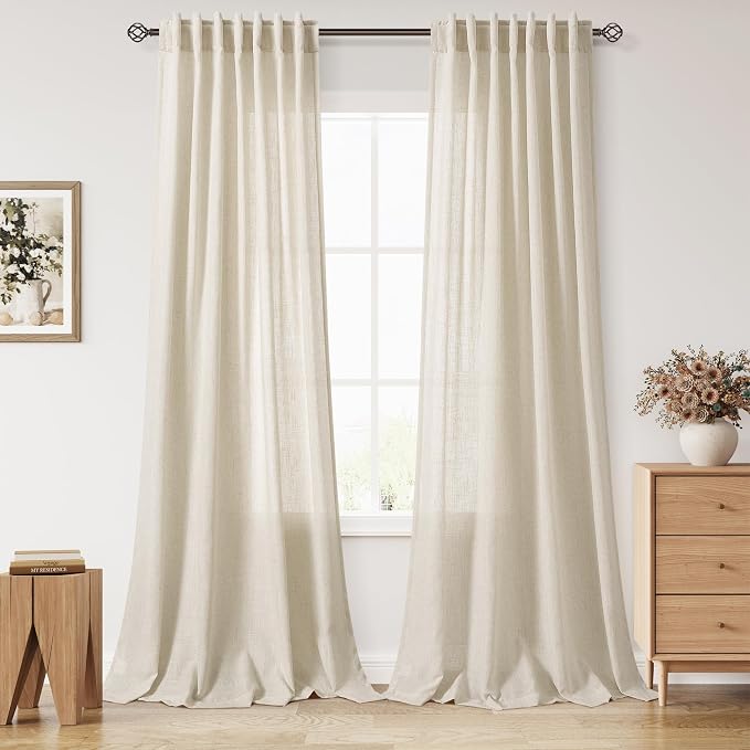 Nanspring Birch Beige Curtains 90 Inches Long by Nanspring