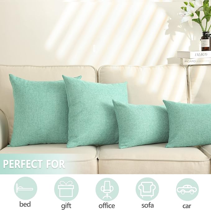 Stellhome Burlap Throw Pillow Covers Solid Farmhouse Linen Pillowcase - Image 5