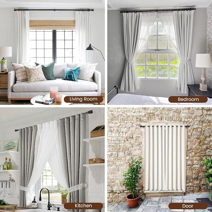 1” Diameter Matte Black Curtain Rod Itself is 30-90 Inch 2 Pack, Fit 30 to 84 - Image 7