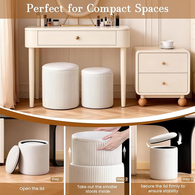 White Vanity Stool Set of 2 - Image 8