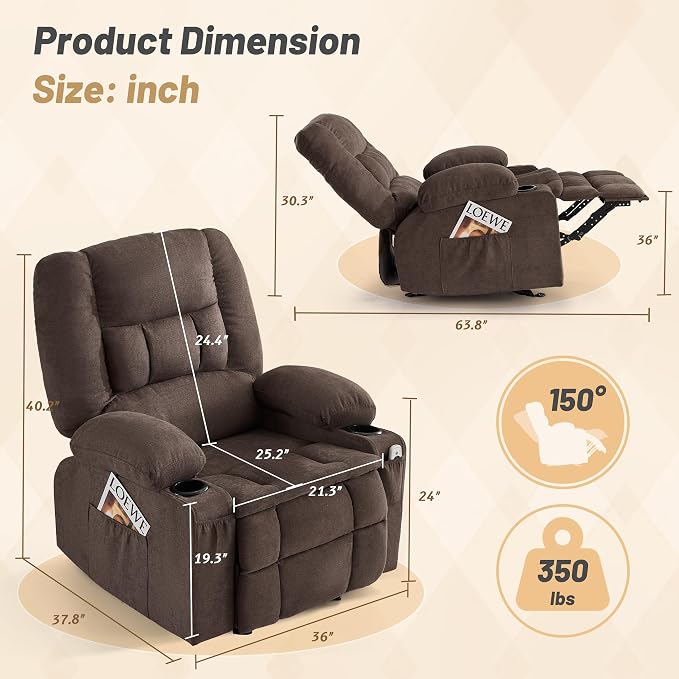 Rocker Recliner Chair with Massage and Heat, Nursery Rocking Chairs - Image 2