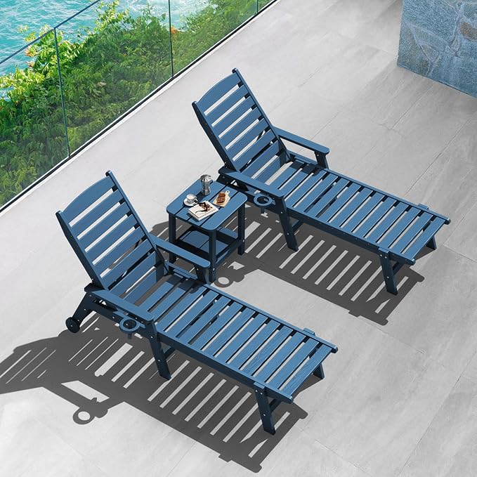 SERWALL Adirondack Table Set of 4, Outdoor Side Table- Blue - Image 6