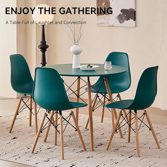 5-Piece Round Dining Table Set, Small 31.5" Kitchen Table Chairs Set of 4 Space - Image 6