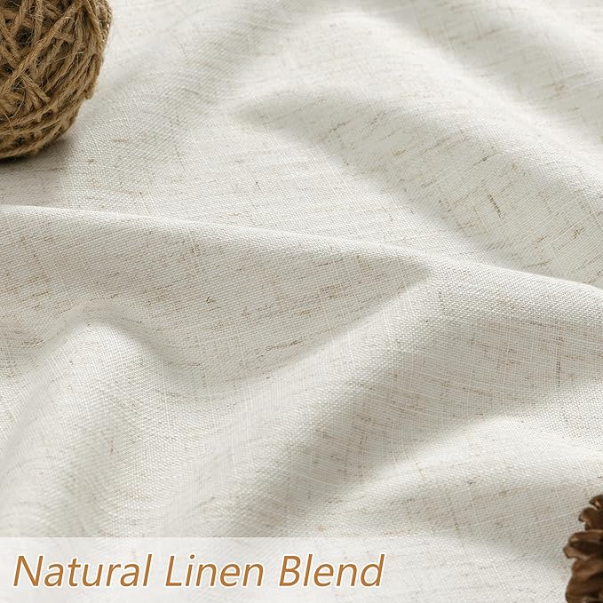 Guken Cream 100% Blackout Linen Curtains 94 Inch Length 2 Panels Set - Image 6