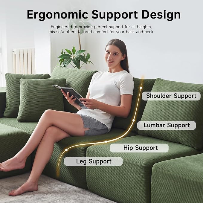152'' Modern Boneless Couch, Oversized 2-in-1 Modular Sectional Sofa Bed - Image 3