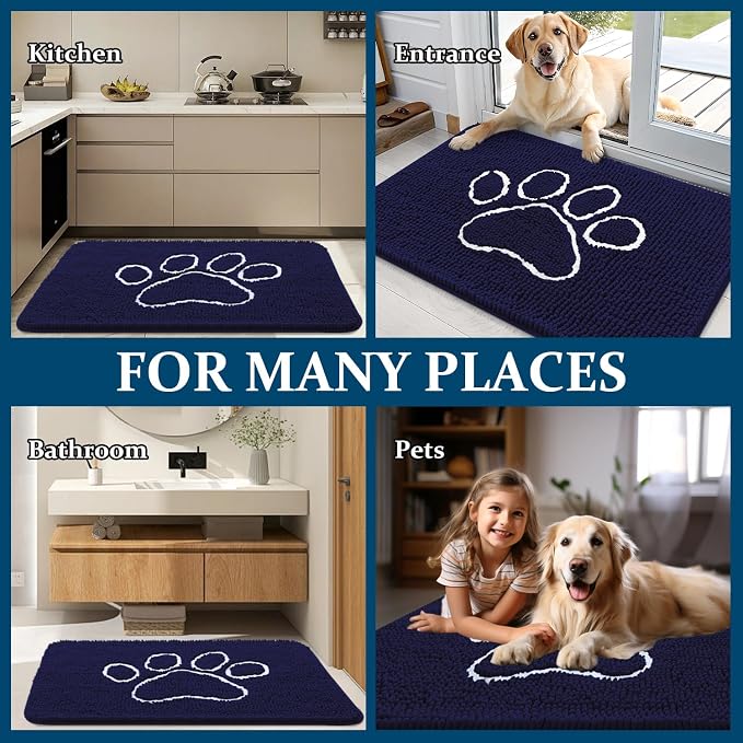 OLANLY Dog Door Mat for Muddy Paws 70x24, Paw Print Design, Absorbs Moisture - Image 8