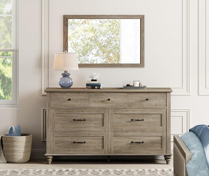 WAMPAT Grey 7 Drawers Dresser for Bedroom, Wide Chest of Drawers Kids Dresser - Image 4