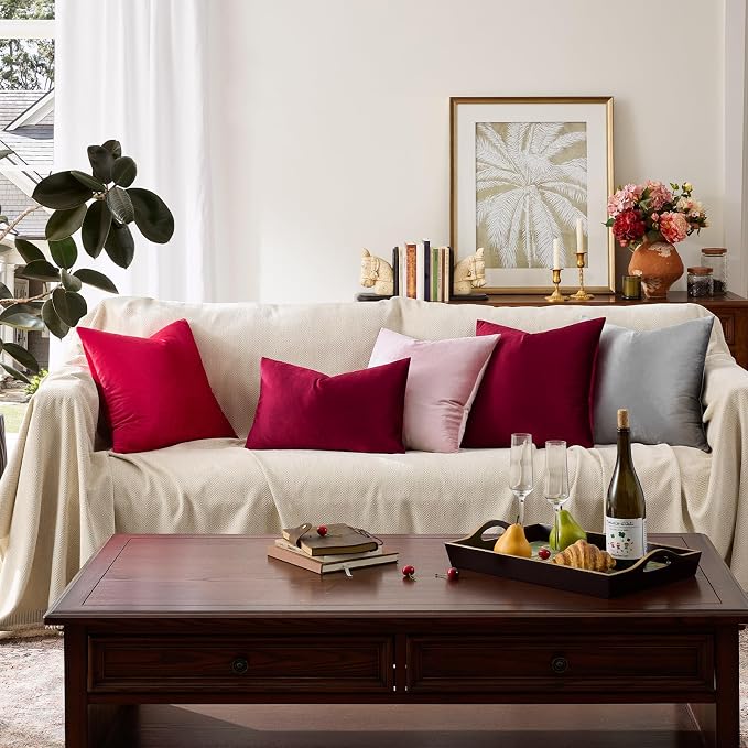 GIGIZAZA Velvet Pillow Covers 20x20: Pack of 2 Throw Pillows Soft Solid Covers - Image 5