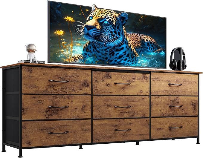 WLIVE 63''W Dresser for Bedroom, Dresser TV Stand for 65, 75 inch TV, Wide by WLIVE