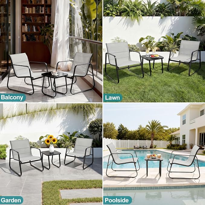 DUMOS 3 Piece Patio Furniture Set，Outdoor Patio Furniture Set - Image 8