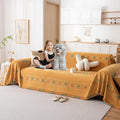 DREAMINGO Orange Boho Sofa Cover Chenille Couch Cover Blanket Vintage Bohemian by DREAMINGO