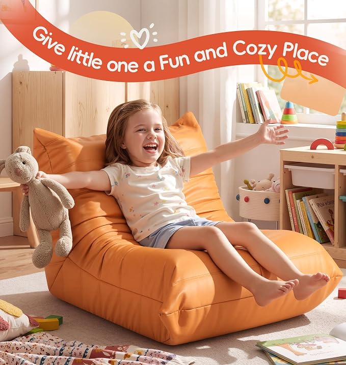 Hobestluk Small Bean Bag Chair Leather Waterproof Beanbag Lazy Floor Sofa Bean - Image 9