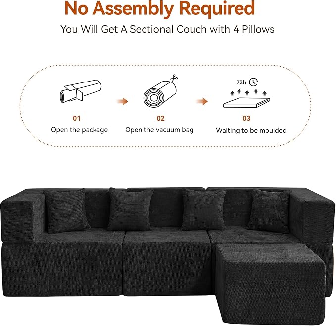 MONVANE 103'' Modular Sectional Sofa, Cloud Sectional Couch - Image 7