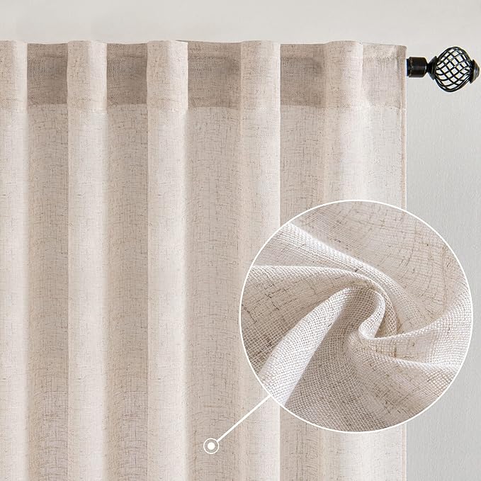 MIULEE Natural White Linen Curtains 84 Inch Length by MIULEE