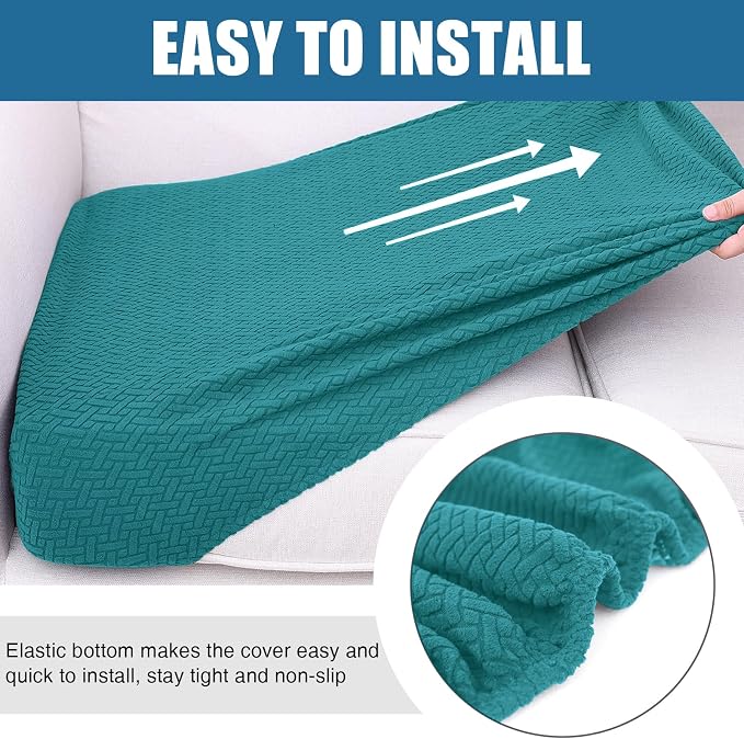 Smiry Waterproof Couch Cushion Covers, Stretch Jacquard Thick Sofa Cushion - Image 4