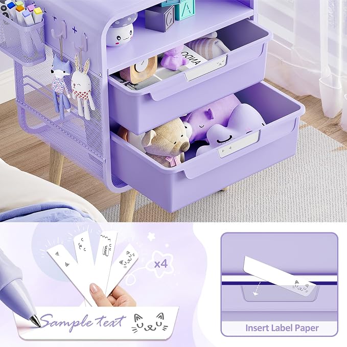 SYKIARIOL Kids Nightstand, Girls Bedside Table, Night Side Table, Kids Night - Image 6