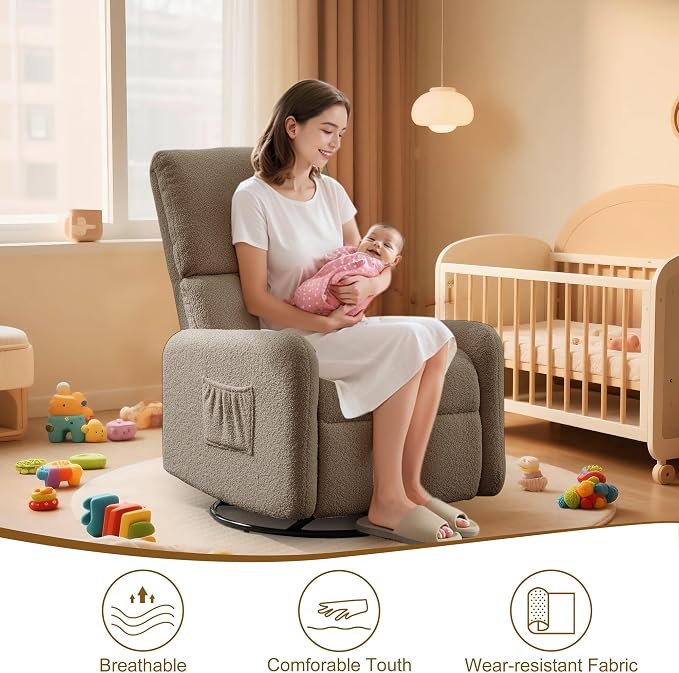 Korser 360° Rocking Chair, Nursery Rocker Chair - Image 5