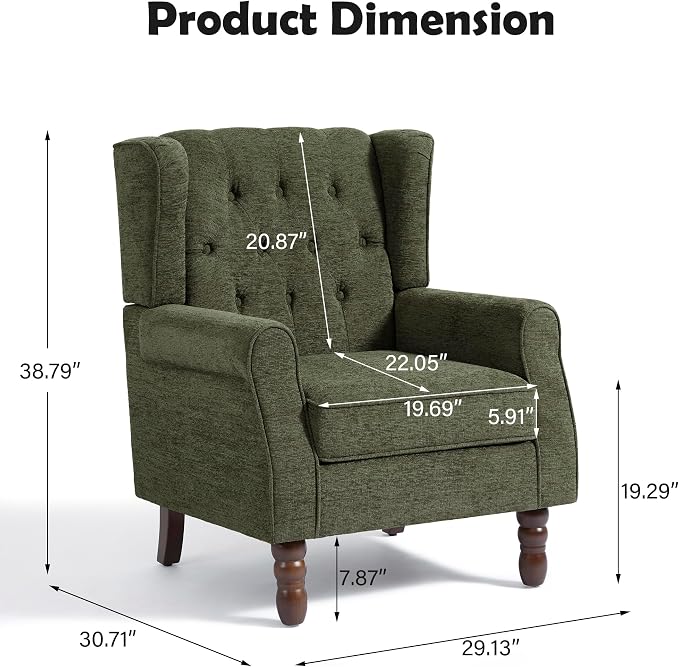 Mid-Century Modern 2-Piece Wingback Chair Set - Image 2